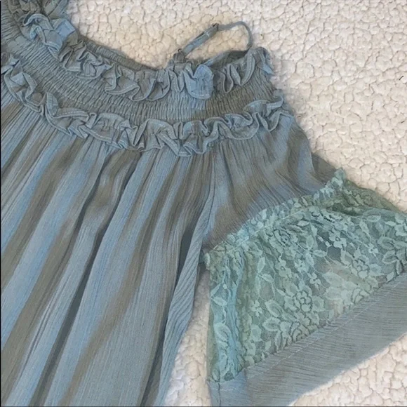 New Washed Blue Ruffled Blouse - Picture 2 of 7